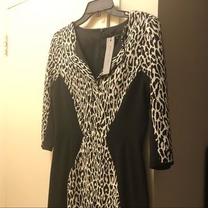 Black Halo fitted dress black/white